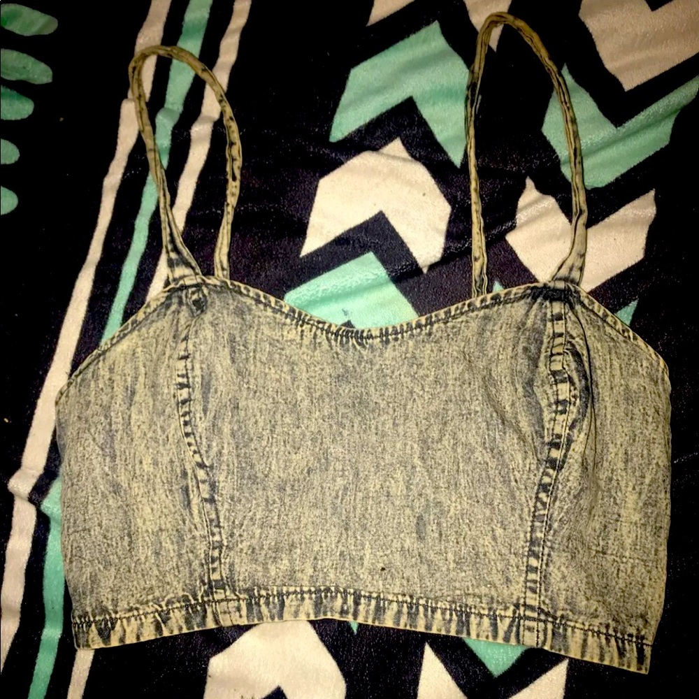 Extra crop top small strap shirts/Denim & Floral (Buy one, get the other free!)